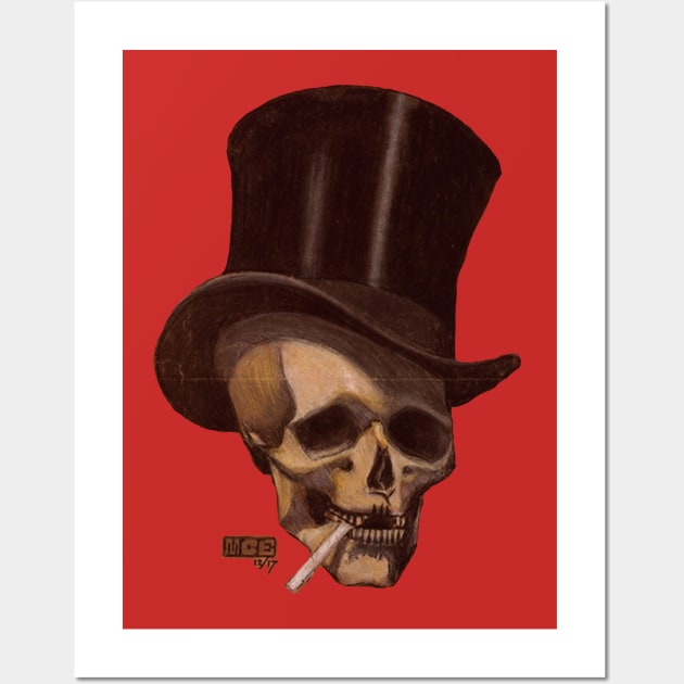 M.C. Escher - Skull With A Cigarette Wall Art by JohnnyBoyOutfitters